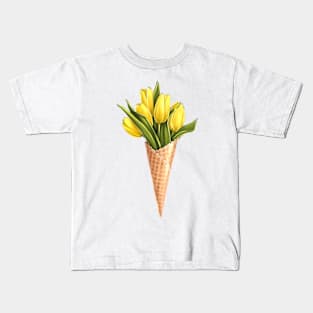 Yellow Tulips Corn Kids T-Shirt